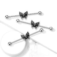 Skull Center Butterfly 316L Surgical Steel Industrial Barbell image