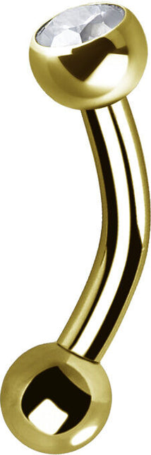 GOLD PVD TITANIUM INTERNAL MICRO BANANA W.PREMIUM ZIRCONIA 2.5mm
