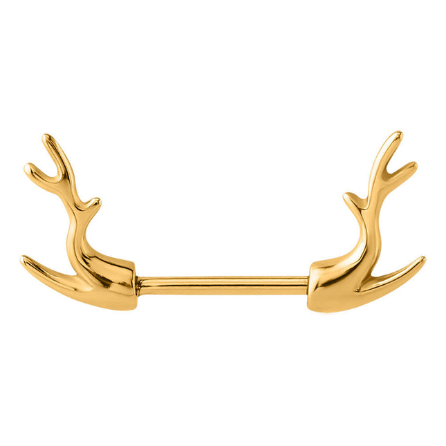 Deer Horn Nipple Barbell - in Gold, Rose Gold & Silver