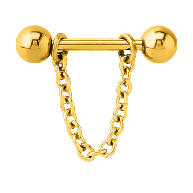 Chain Nipple Barbell - Available in Gold, Rose Gold, Black & Silver