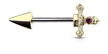 Steel Jewelled Dagger Nipple Barbell