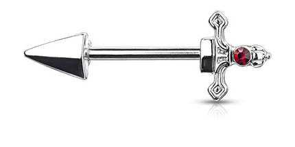 Steel Jewelled Dagger Nipple Barbell