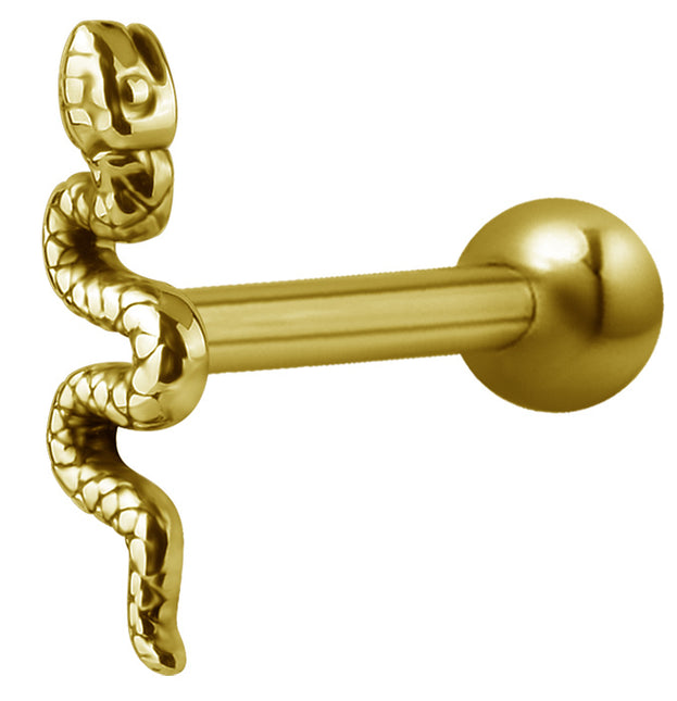 Bright Gold Internally Threaded Snake Micro Barbell