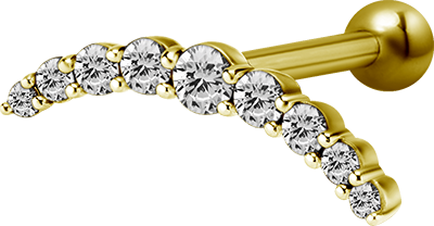 Bright Gold Internally Threaded Jewelled Curve Micro Barbell