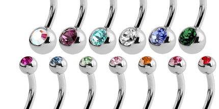Steel Basicline Double Mini Jewelled Navel Bananabells
