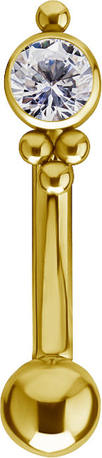 Gold PVD Titanium or Titanium Internally Threaded Micro Bananabell Asymmetrical Cluster Jewel