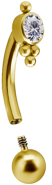 Gold PVD Titanium or Titanium Internally Threaded Micro Bananabell Asymmetrical Cluster Jewel