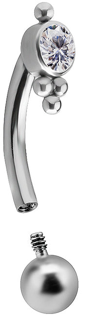 Gold PVD Titanium or Titanium Internally Threaded Micro Bananabell Asymmetrical Cluster Jewel