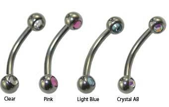 Eyebrow Bars Double Jewelled Forward Facing Gems