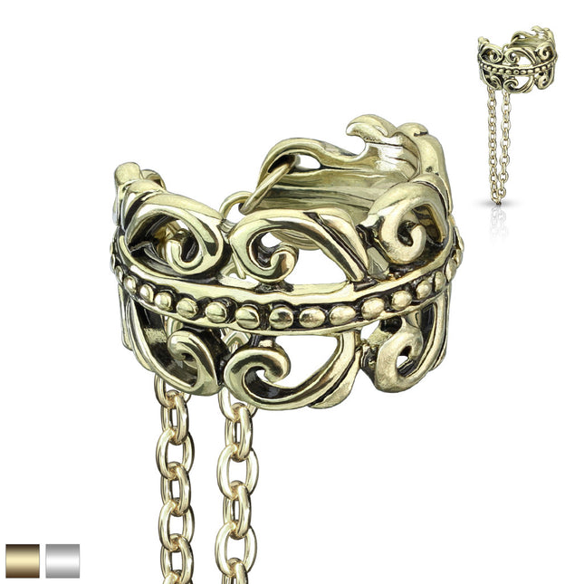 Non Piercing Ear Cuff Celtic Heart Chain Linked