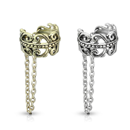 Non Piercing Ear Cuff Celtic Heart Chain Linked