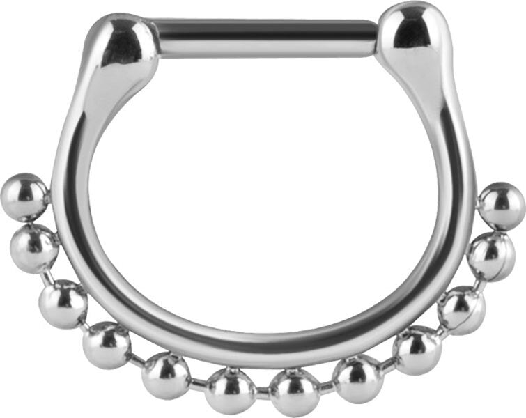 Septum Clicker Beaded Chain in Surgical Steel or Bright Gold
