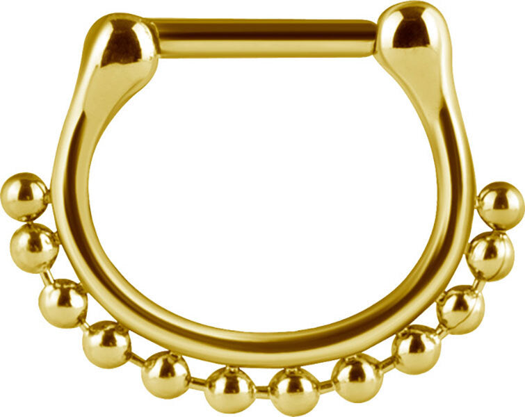 Septum Clicker Beaded Chain in Surgical Steel or Bright Gold