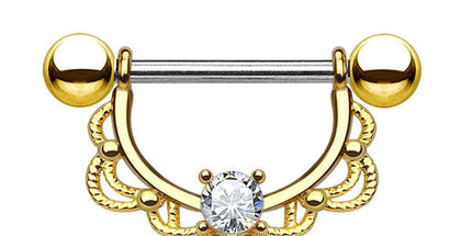 Prongset Jewelled Filigree Nipple Barbell