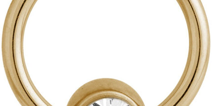 Titanium Zirconline Flat Back Jewelled Ball Closure Ring