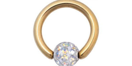 Titanium Zirconline Multi Jewelled Sealed Ball Closure Ring