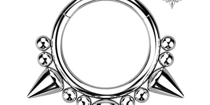 Hinged Segment Hoop Ring With 3 Spikes and Balls