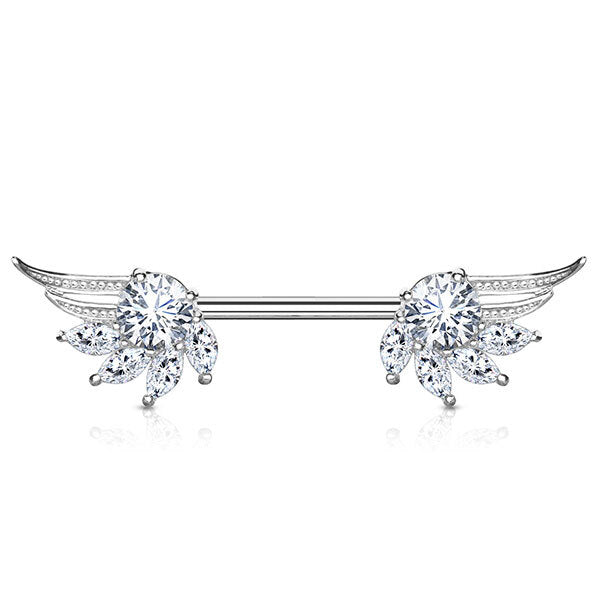 Prongset Jewelled Angel Wing Nipple Barbell