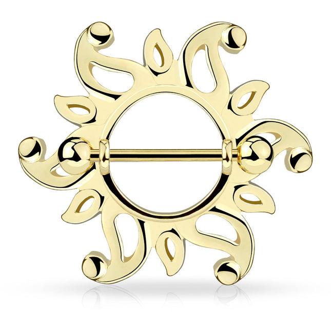 Nipple Shield Ring Sunburst Tribal Pattern