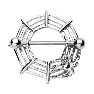 Nipple Shield Ring Spider on Web