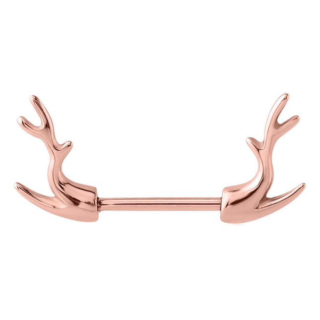 Deer Horn Nipple Barbell - in Gold, Rose Gold & Silver
