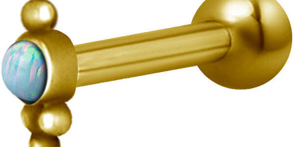 Bright Gold Decorative Tribal Opal Micro Barbell