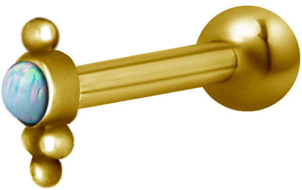 Bright Gold Decorative Tribal Opal Micro Barbell