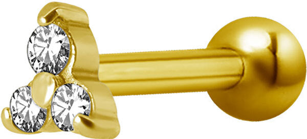 Bright Gold Decorative Jewelled Trinity Micro Barbell