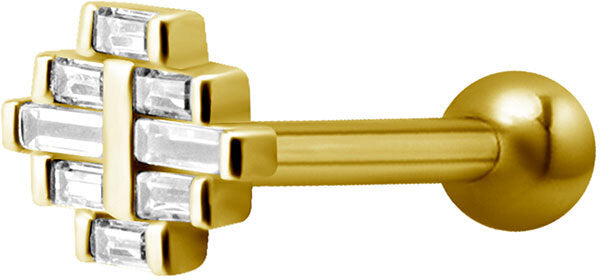 Bright Gold Decorative Art Deco Jewelled Micro Barbell