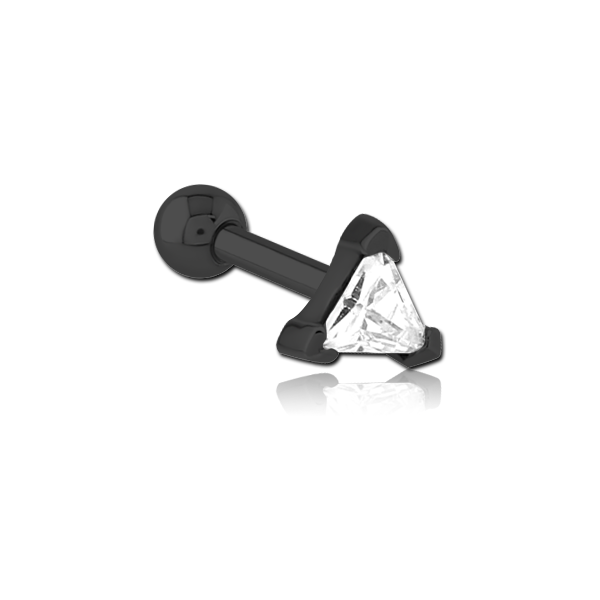Black Steel Triangle Jewelled Decorative Micro Barbell