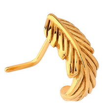 Steel Feather Wrap Around Nose Stud in Black, Gold & Rose Gold