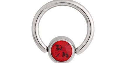 Titanium Highline Flat Back Jewelled Ball Closure Ring