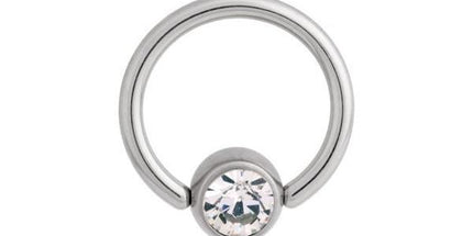 Titanium Highline Flat Back Jewelled Ball Closure Ring