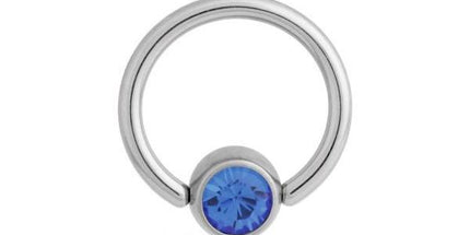 Titanium Highline Flat Back Jewelled Ball Closure Ring