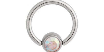 Titanium Highline Flat Back Jewelled Ball Closure Ring
