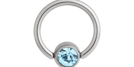 Titanium Highline Flat Back Jewelled Ball Closure Ring