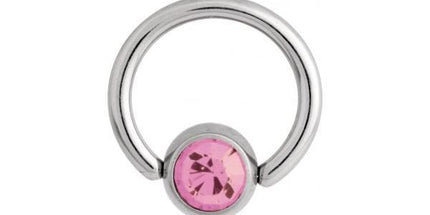 Titanium Highline Flat Back Jewelled Ball Closure Ring