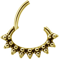 Bright Gold Daith Clicker Tribal Beaded