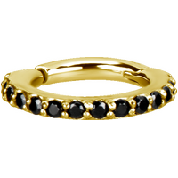 Bright Gold Jewelled Hinged Segment Ring : 1.2mm (16ga) x 7mm Black