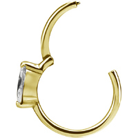 Bright Gold Jewelled Angled Marquise Hinged Conch Ring : 1.2mm (16ga) x 12mm x Clear Crystal