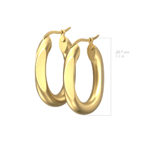 Pair Stainless Steel Oval Hoop Earrings - Gold PVD