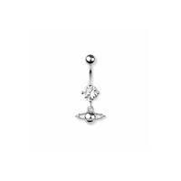 Space Saturn dangle 316l surgical steel navel belly ring - gold