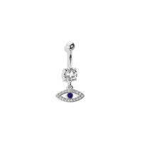 Gold plated CZ evil eye 316l surgical steel navel ring