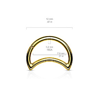 316L Surgical Steel Hinged Segment Hoop Ring With Beaded Ball Line - Gold