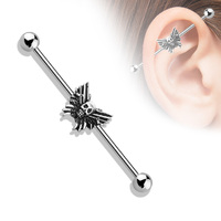 Skull Center Butterfly 316L Surgical Steel Industrial Barbell