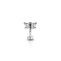 CZ prong dragonfly (alloy) internally threaded 316l surgical steel labret/monroe with prong set CZ