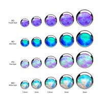 Threadless Titanium Bezel Set Synthetic Opal : 1.5mm Blue Opal
