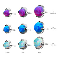 Threadless Titanium Prong Set Synthetic Opal : 2.5mm Blue Opal