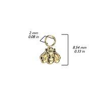 Titanium Dangle Bee Charm For Hoops, Studs and More - Gold PVD