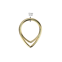 Titanium Hinged Segment Hoop Ring With Double Chevron Line - Gold PVD